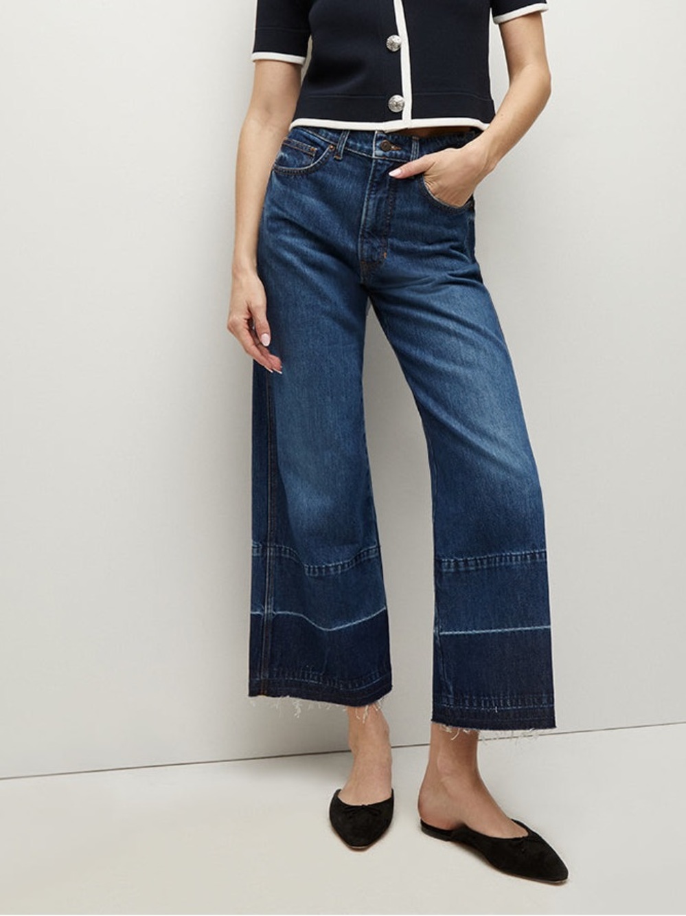 Veronica Beard Taylor Released Hem Cropped Wide-Leg Jean. Size 24 Women 
#371